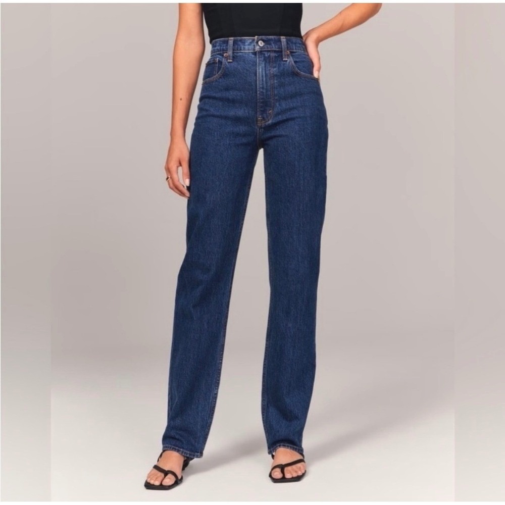 Abercrombie & Fitch Women's Straight Leg Jeans - Dark Blue